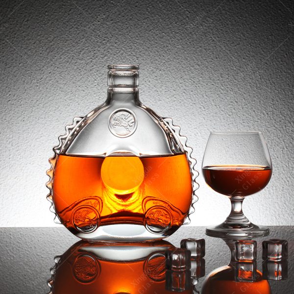 IMG_3011 Customized Embossed Extra Flint Spirits Whisky Vodka Brandy Bottle With Cork