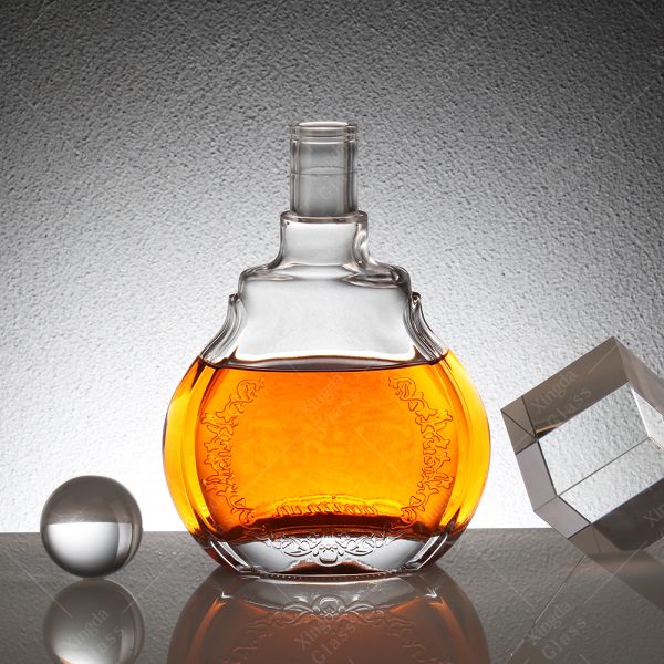 Premium Look 750Ml Square Extra Flint Whisky Spirits Glass Bottle