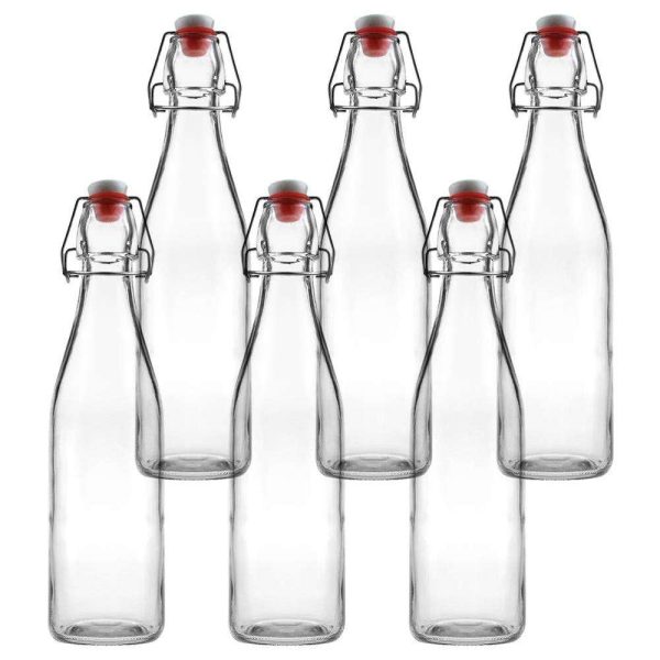 100ml 250ml 500ml 750ml 1000ml Snap Transparent Glass Bottle Swing Cap Reusable Energy Drinks Packaging