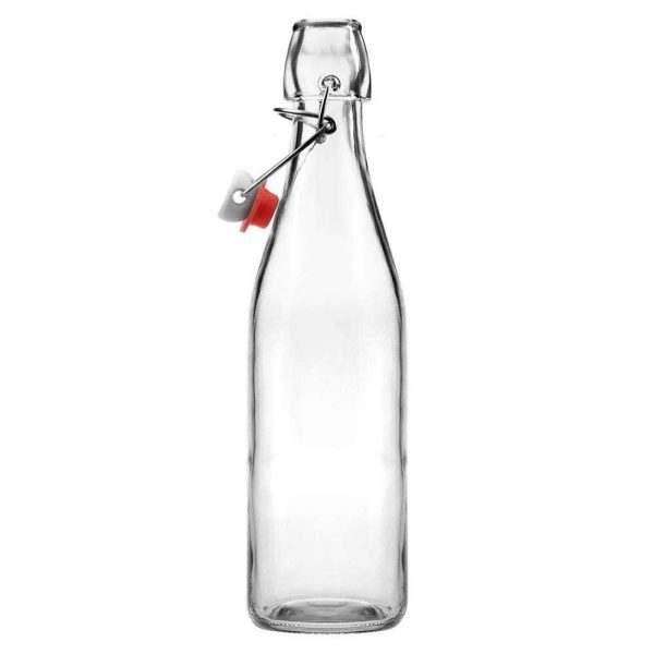 100ml 250ml 500ml 750ml 1000ml Snap Transparent Glass Bottle Swing Cap Reusable Energy Drinks Packaging
