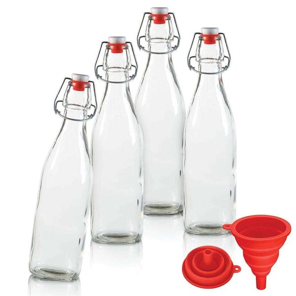 100ml 250ml 500ml 750ml 1000ml Snap Transparent Glass Bottle Swing Cap Reusable Energy Drinks Packaging