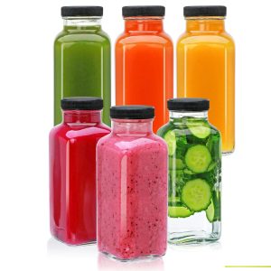 16 (1) glass water juice Glass Bottles with lids
