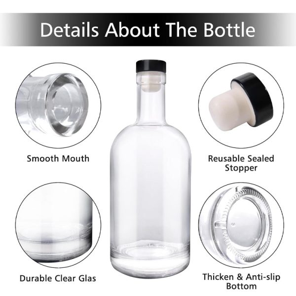 Clear Empty Heavy Base Wine Bottles with Cork Lids for Wine Whiskey Soda Beer Juices Beverages