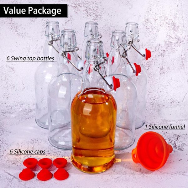 Swing Top Glass Bottles 500ML Glass Brewing Bottles with Airtight Stoppers for Beer